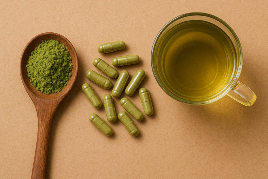 Moringa powder, tea, and capsules for daily wellness routine
